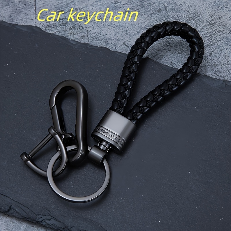 

Black Stainless Steel Carabiner Keychain With Woven Leather Strap – Elegant Multipurpose Keychain For Men And Women, With Clasp For Keys And Accessories (1-pack)