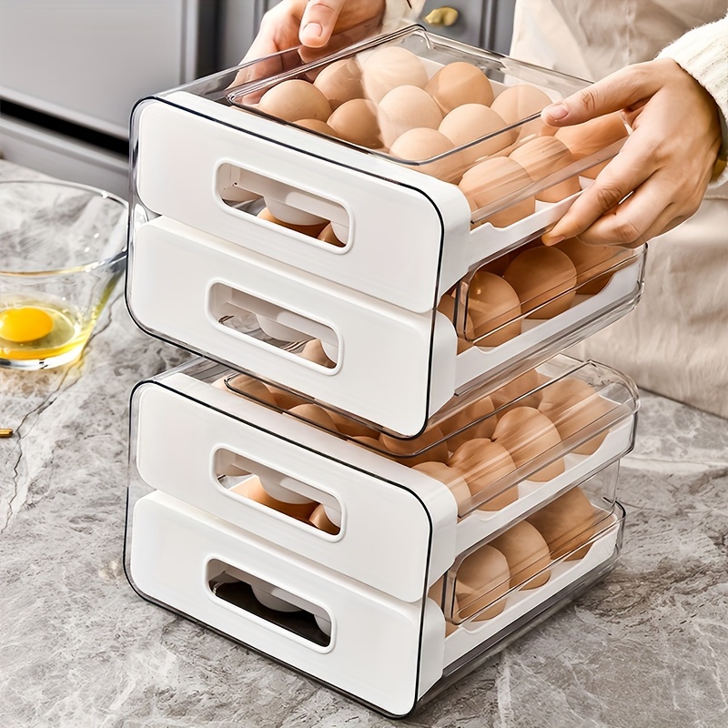 

1pc, Large Capacity Refrigerator Egg Rack, 32 Eggs Fresh Storage Box, Suitable For Refrigerator, Egg Storage Container Storage Box, Transparent Plastic Egg Tray