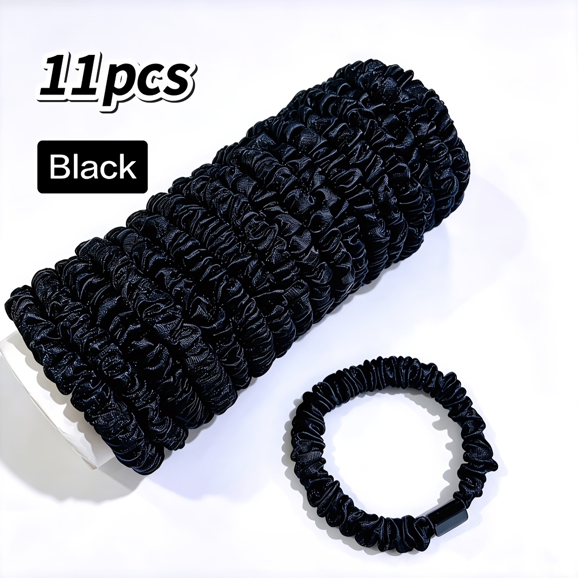 TEMU 11pcs Set Of Versatile Satin Small Hair Ties For High Ponytails And Buns