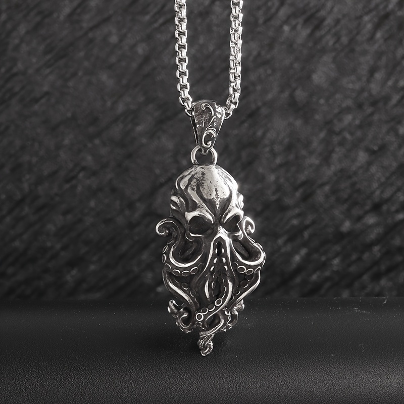 Image of 1pc Deep Sea Punk Mythos Octopus Pendant Necklace Men's Fashion Hip Hop Jewelry Gift