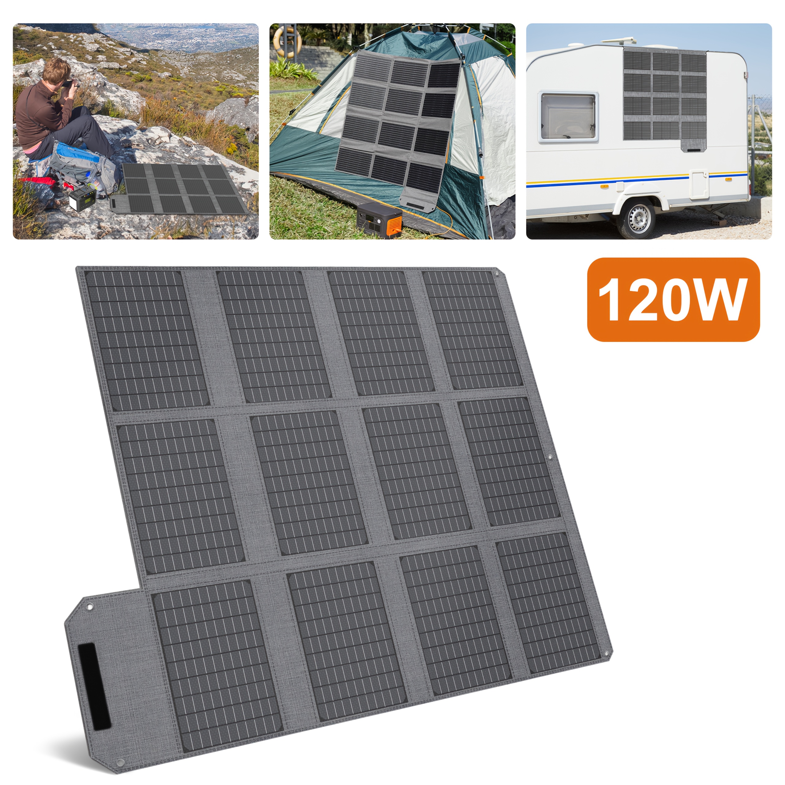 120w High- Monocrystalline Solar Panel - Portable Solar Charger For Power Stations, Rv, Camping & Outdoor - Lightweight & Compact With / Output, Fast For Lithium, Rv, , Boat (no Detachable Panels)