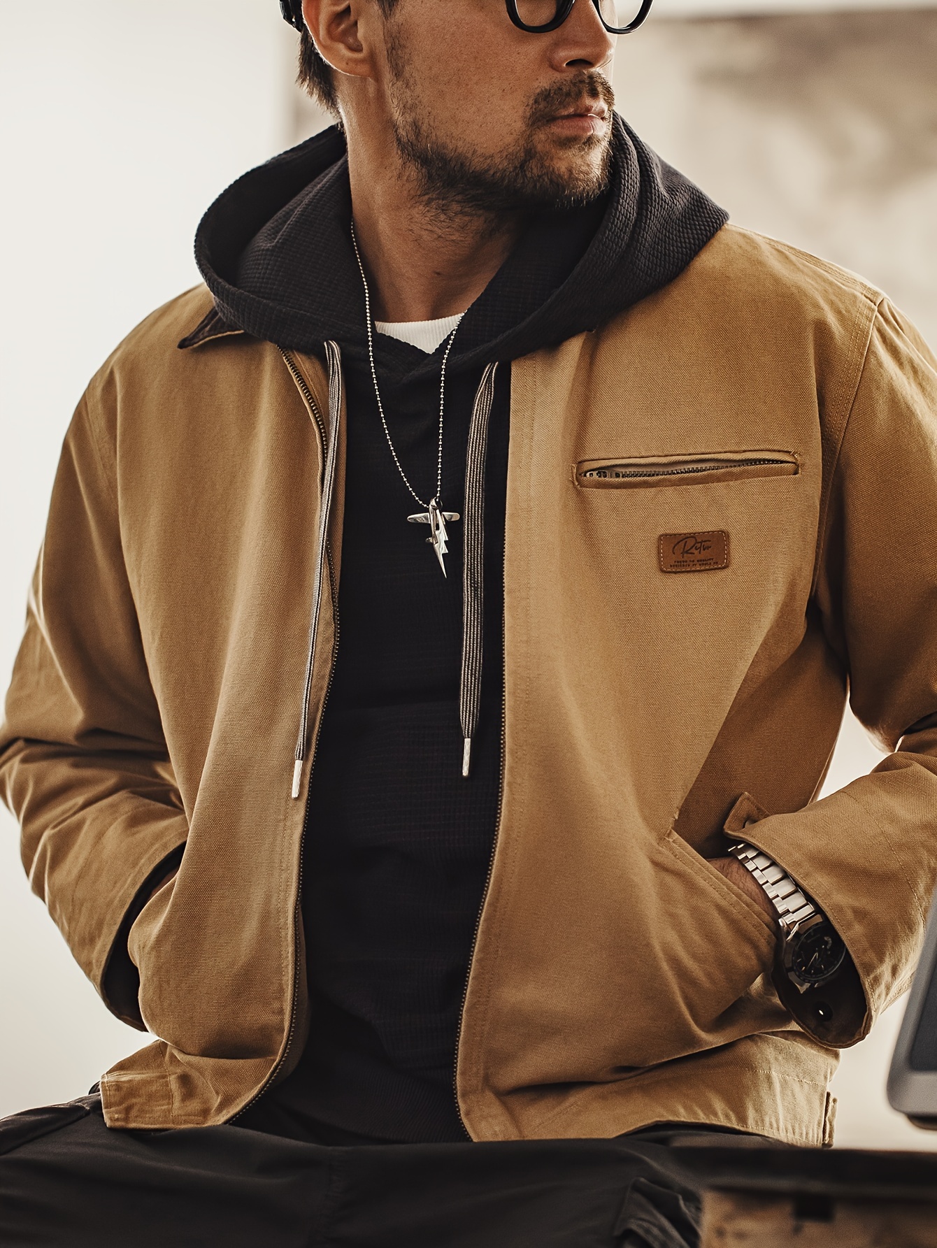 retro detroit jacket j001 vintage style canvas jacket - Temu Greece