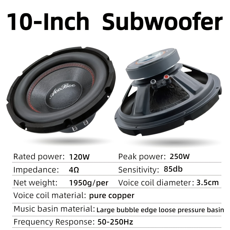 10 inch subwoofer speaker 250w Temu Ireland