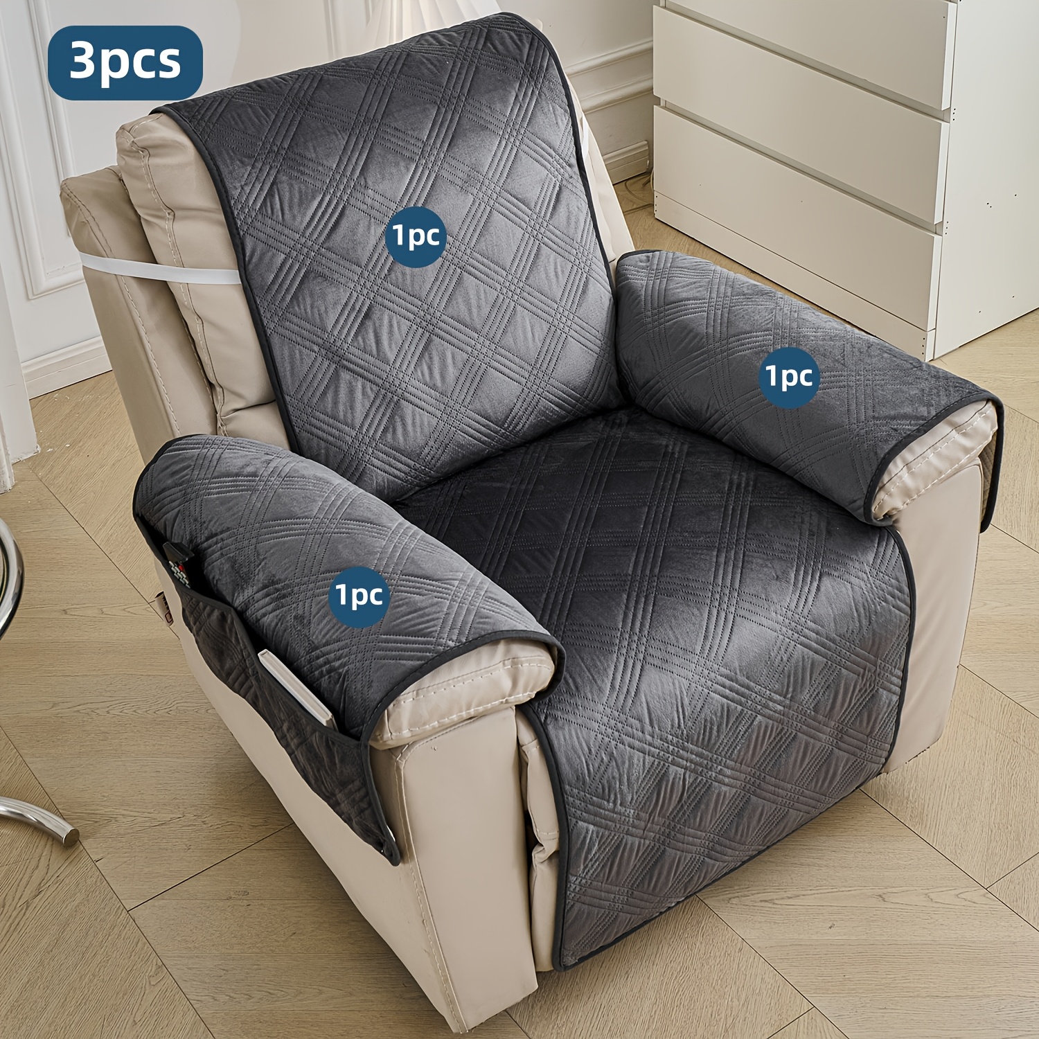 Image of 3pcs/4pcs/5pcs Rhombus Sofa Covers, Armrest With Side , Suitable For Single/double/triple Sofa Protection Decoration, Non-slip Design, Suitable For Multi-type Sofas, Living Room Texture Upgrade