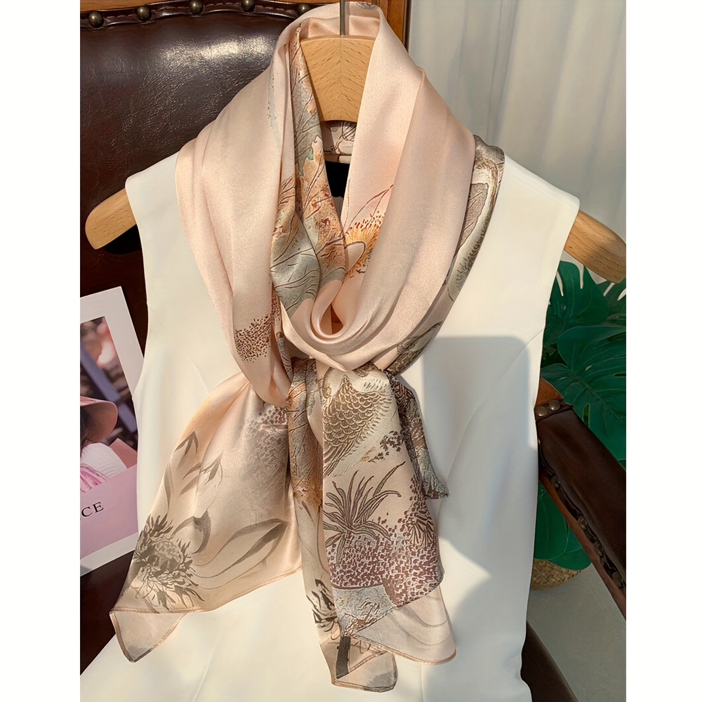 New Four Seasons Silk Scarf, Mulberry Silk Shawl for Women, Women's Day Gift for Mom, Gift for Elders, Mother's Day, 100% Silk, Mulberry Silk Satin, Size: 53×170cm Long Scarf