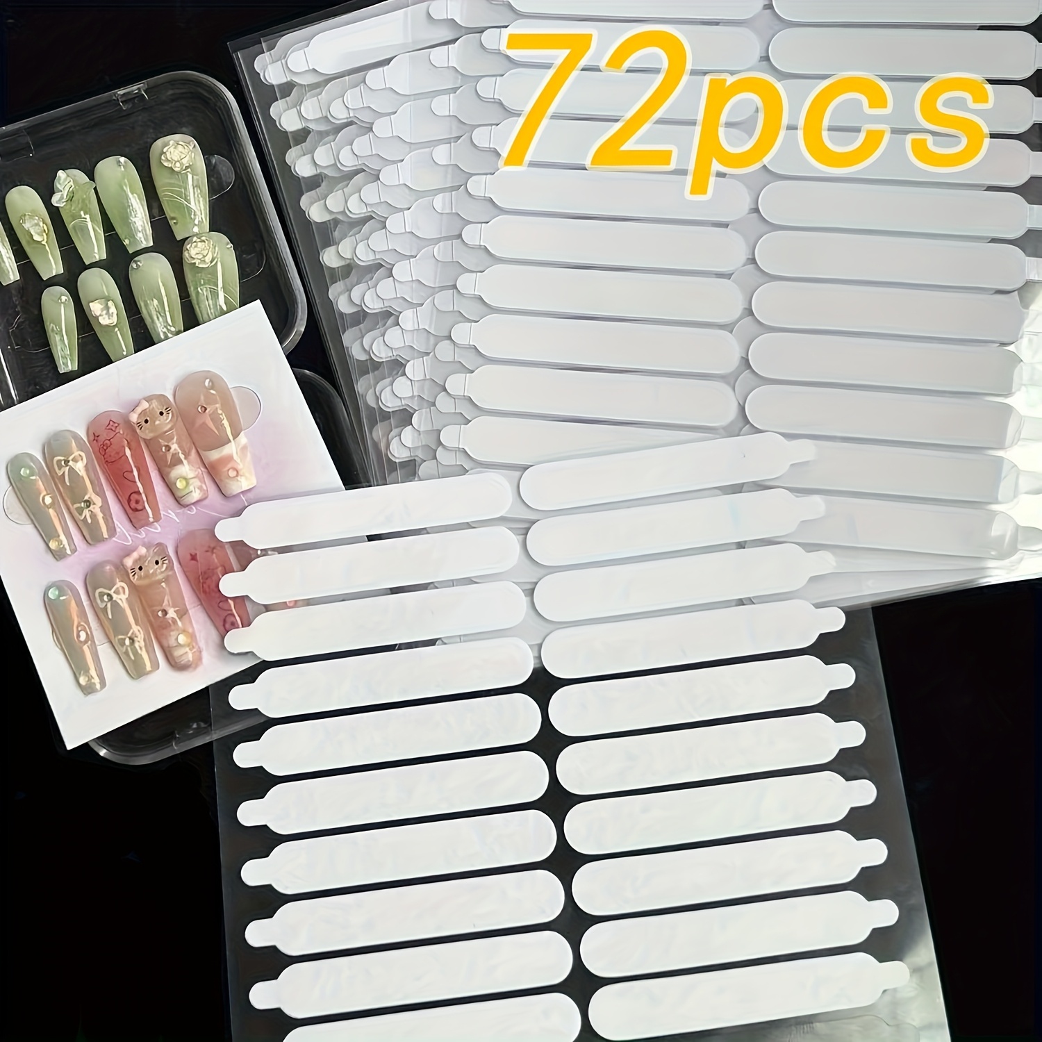 72pcs Of Double-sided Tape For Showcasing Nail Art, Ideal For Packaging And Storing Nails, As Well As For Use In Salons To Display Color Designs.