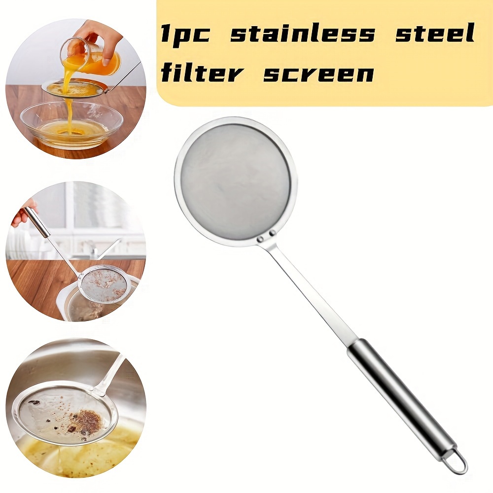 

1pc Stainless Steel Fat Skimmer Spoon - Fine Mesh Food Strainer For Grease, Gravy And Foam, Hot Pot Skimmer With Long Handle Hot Pot Skimmer Food Strainers For Grease Foam Kitchen