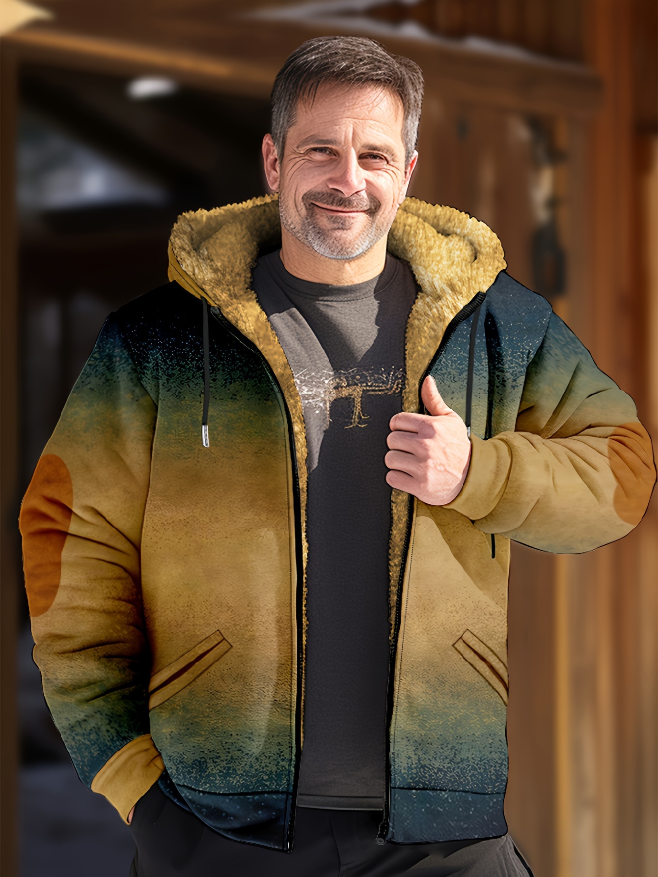 Plus Size Men's Fleece Windbreaker Coat Autumn/winter - Temu Canada