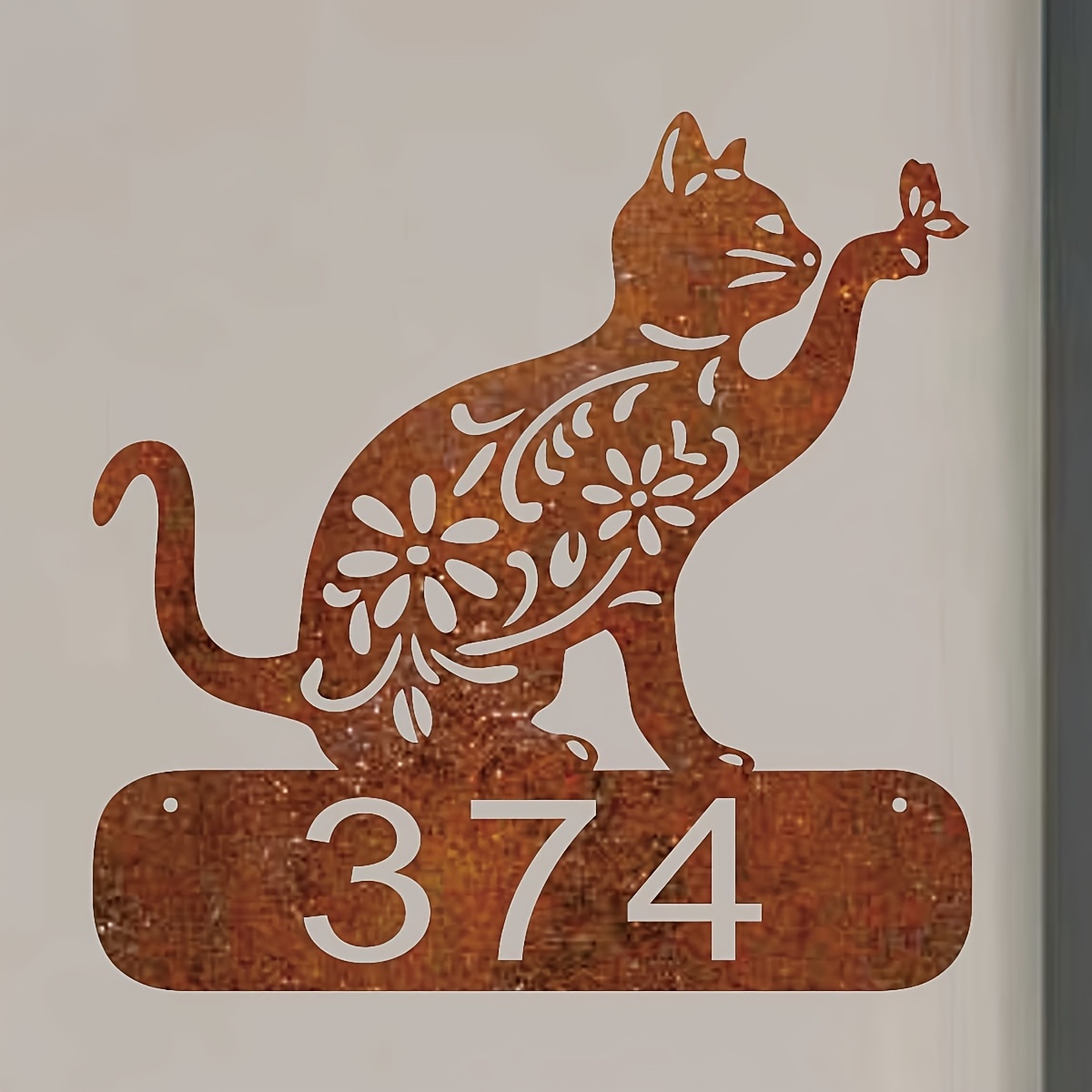 TEMU Plaques Métalliques Rurales Personnalisables avec de Chats et Floraux - Panneaux Vintage pour Décoration Murale Intérieure/Extérieure,