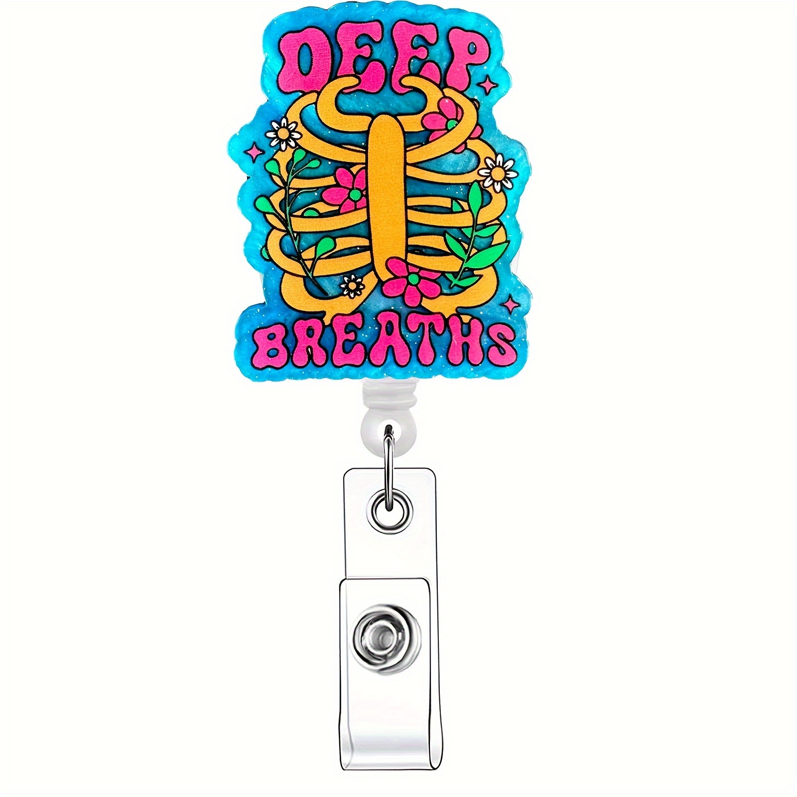 Deep Breath Retractable Badge Reel Funny Name Badge Holder - Temu