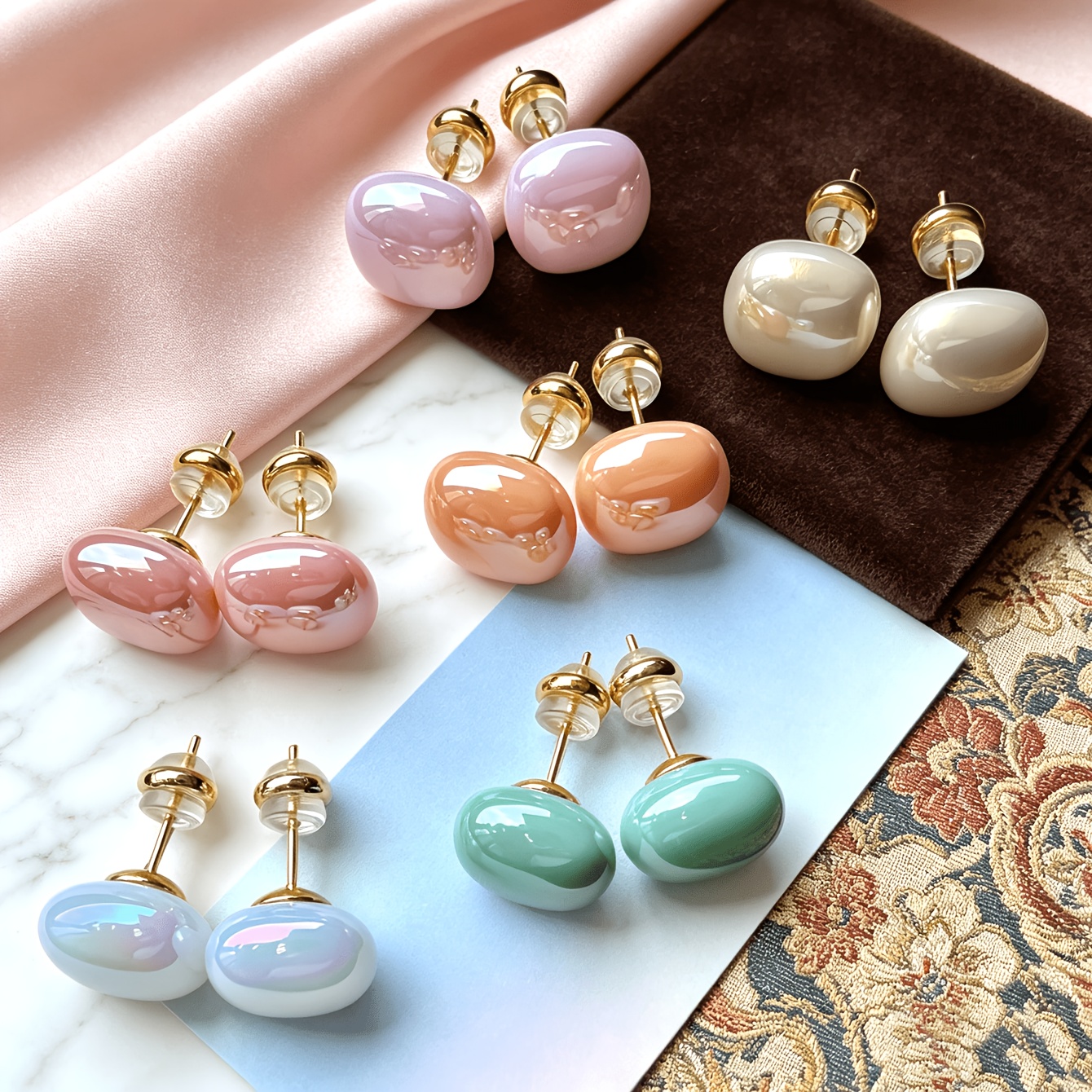 6 Pairs Elegant Cute All-Match Geometric Earrings Set