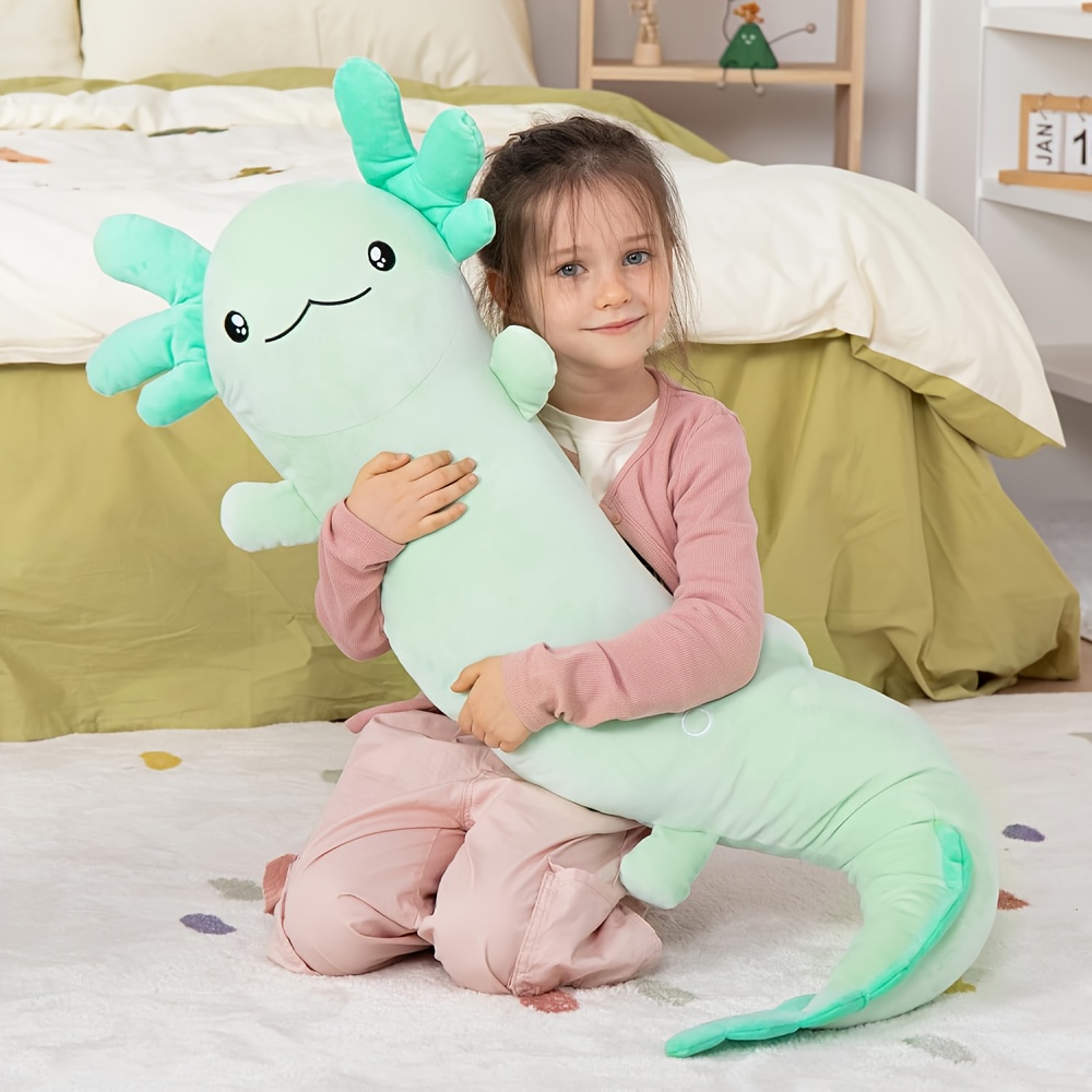 Image of -the-dark Long Salamander-shaped Pillow In Mint Green - 122cm (-the-dark Ears And Tail)