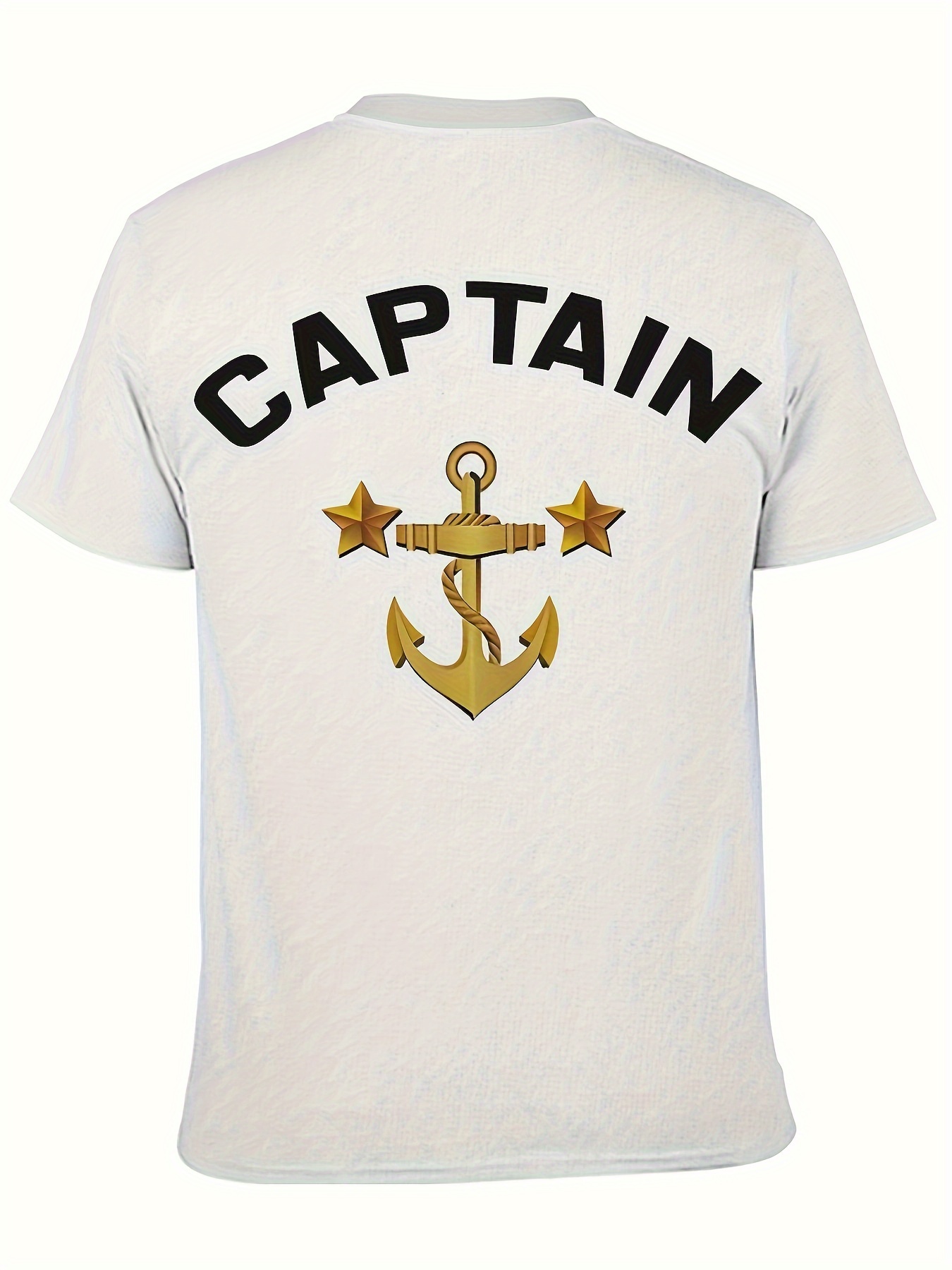 * Navy Uniform Print T-shirt, Men's Casual Street Style Stretch Round Neck  Tee Shirt For Summer