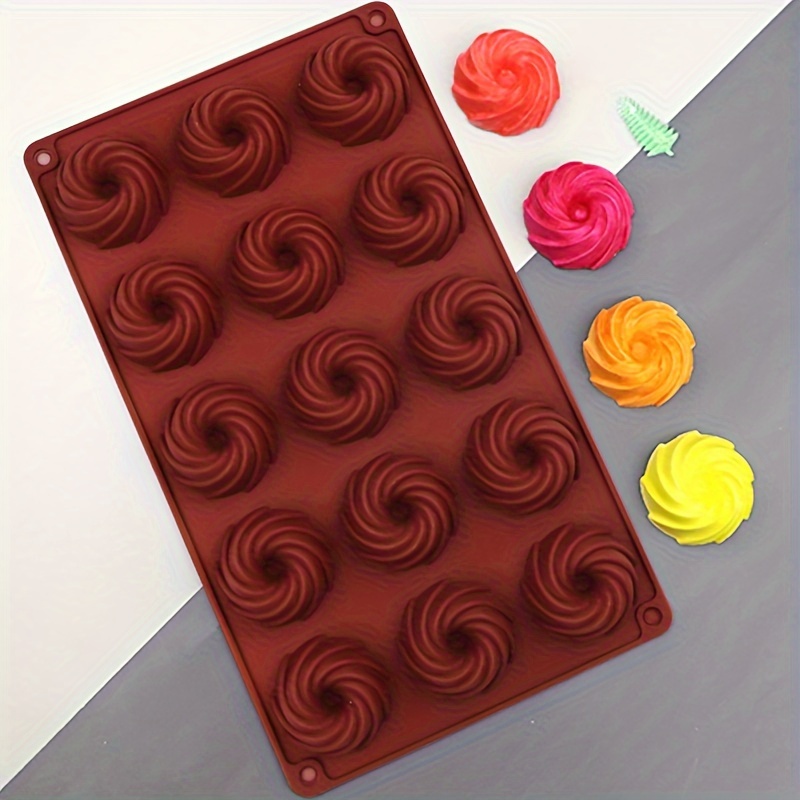 

1pc Silicone 15-cavity Spiral Swirl Cake Mold - Food Grade For Jelly, Cookies & More