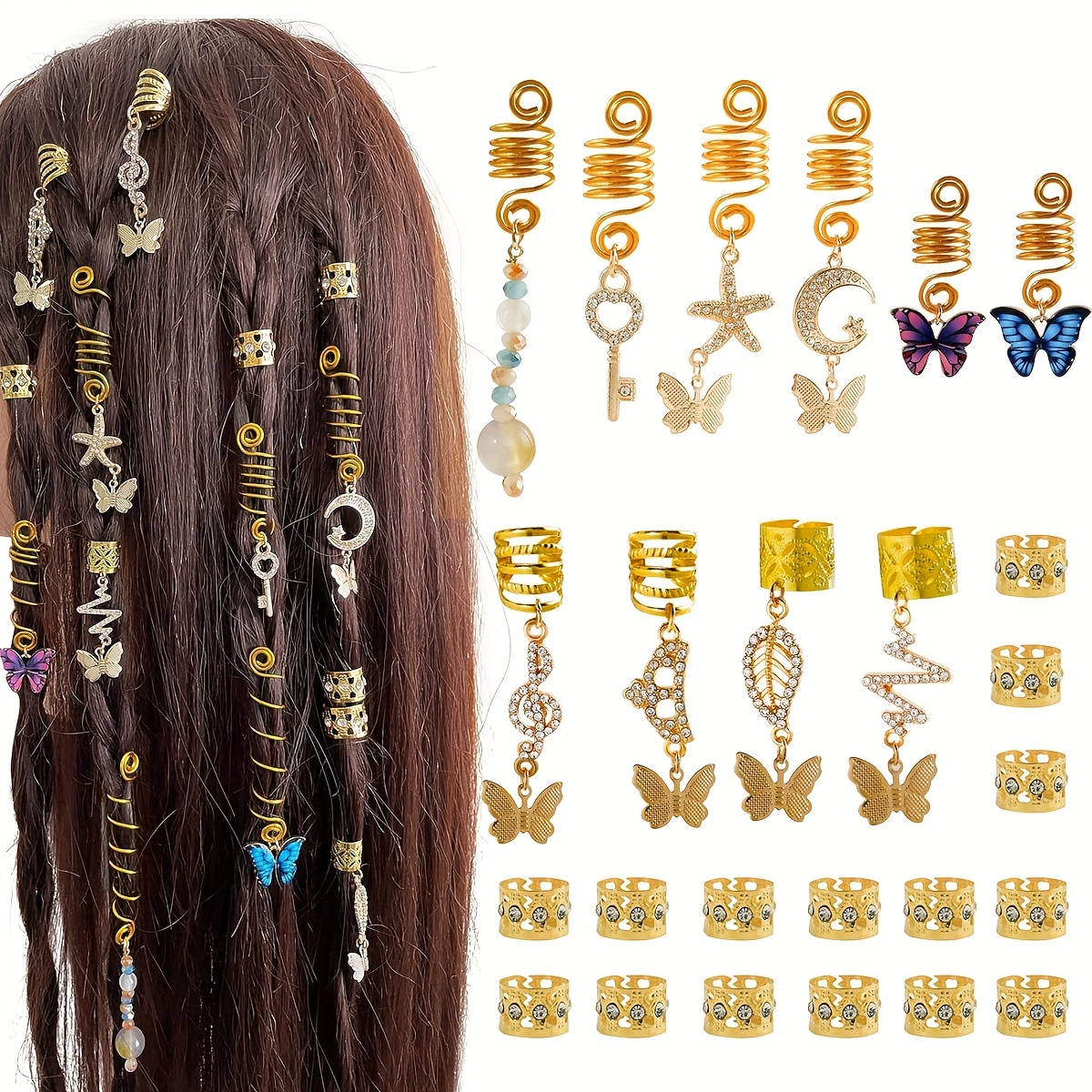Hair Jewelry Beads Charms Dreadlock Golden And Silvery - Temu