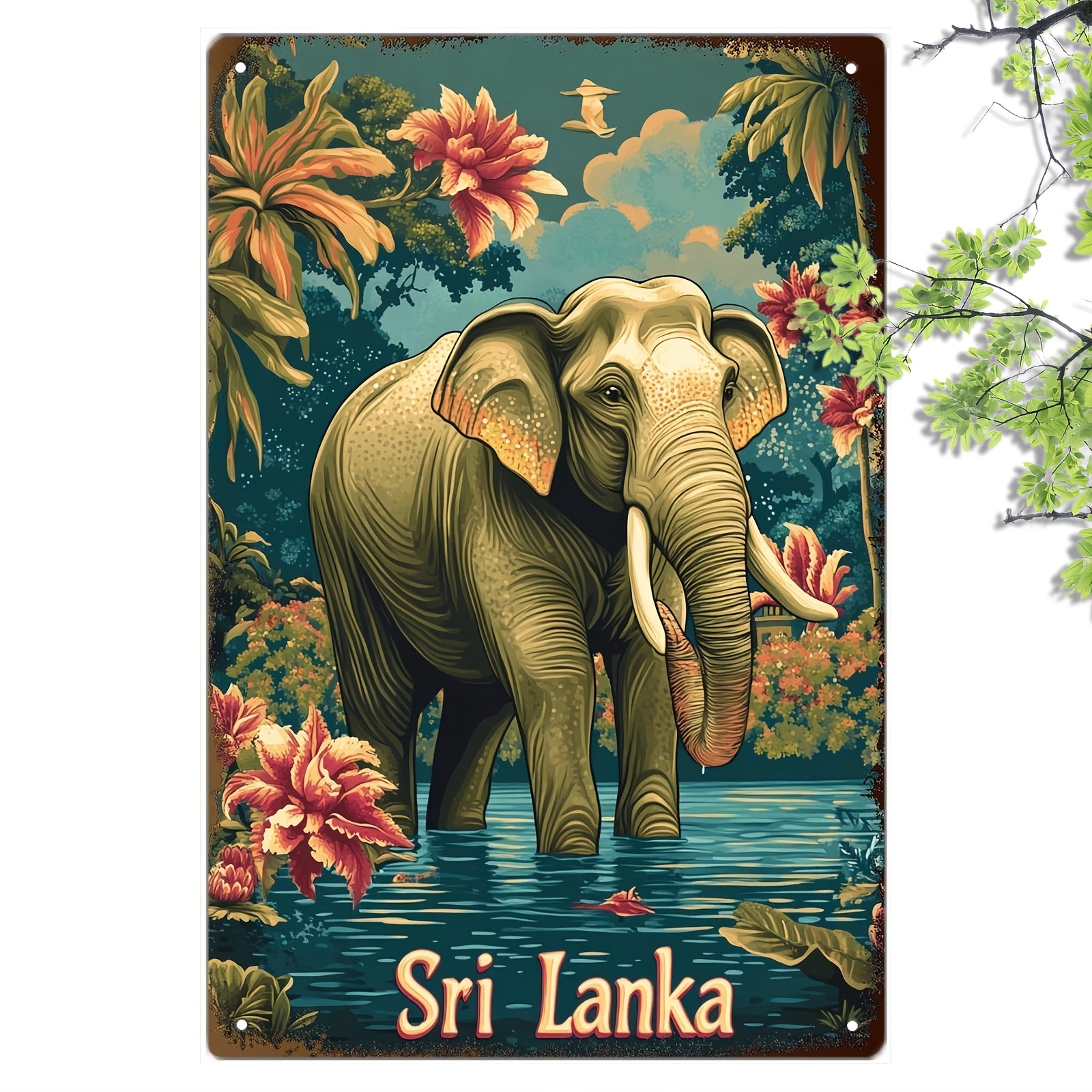 

Métallique du Tourisme au Sri Lanka - Art en Fer Rétro la Décoration de , , , - de Cadeau Unique, 8x12 pouces, la Décoration de