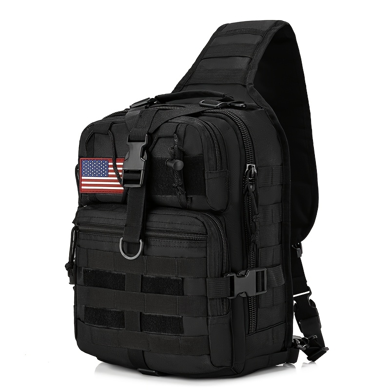 TEMU Men's Tactical Khaki Backpack With Rod Holder, Lightweight Outdoor Gear Bag, Multiple Compartments For Tools & Accessories, Ideal For Fishing, Hiking & Hunting