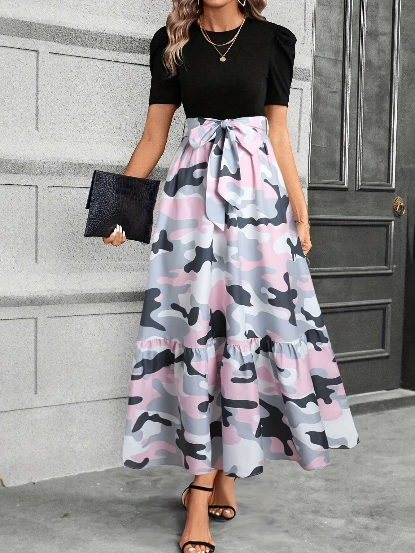 camo semi formal dresses Jovani 39420 - Floral Camo Print Long Dress 12 / Multi main image 1