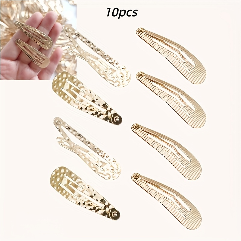 10pcs Alloy Clips, Textured Design, Golden Embossed Pattern, Versatile And Easy Side Clips, Suitable For Daily Hairstyles, Fixing Broken Hair