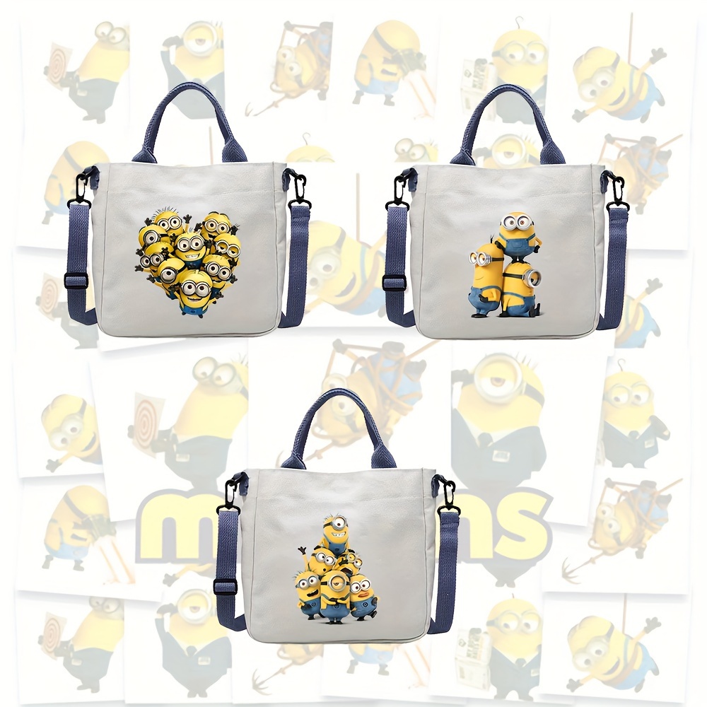 

Minions-inspired Canvas Tote Bag With Detachable Strap - Large Capacity, Fashionable Shoulder Handbag For Women | Office, School, Travel