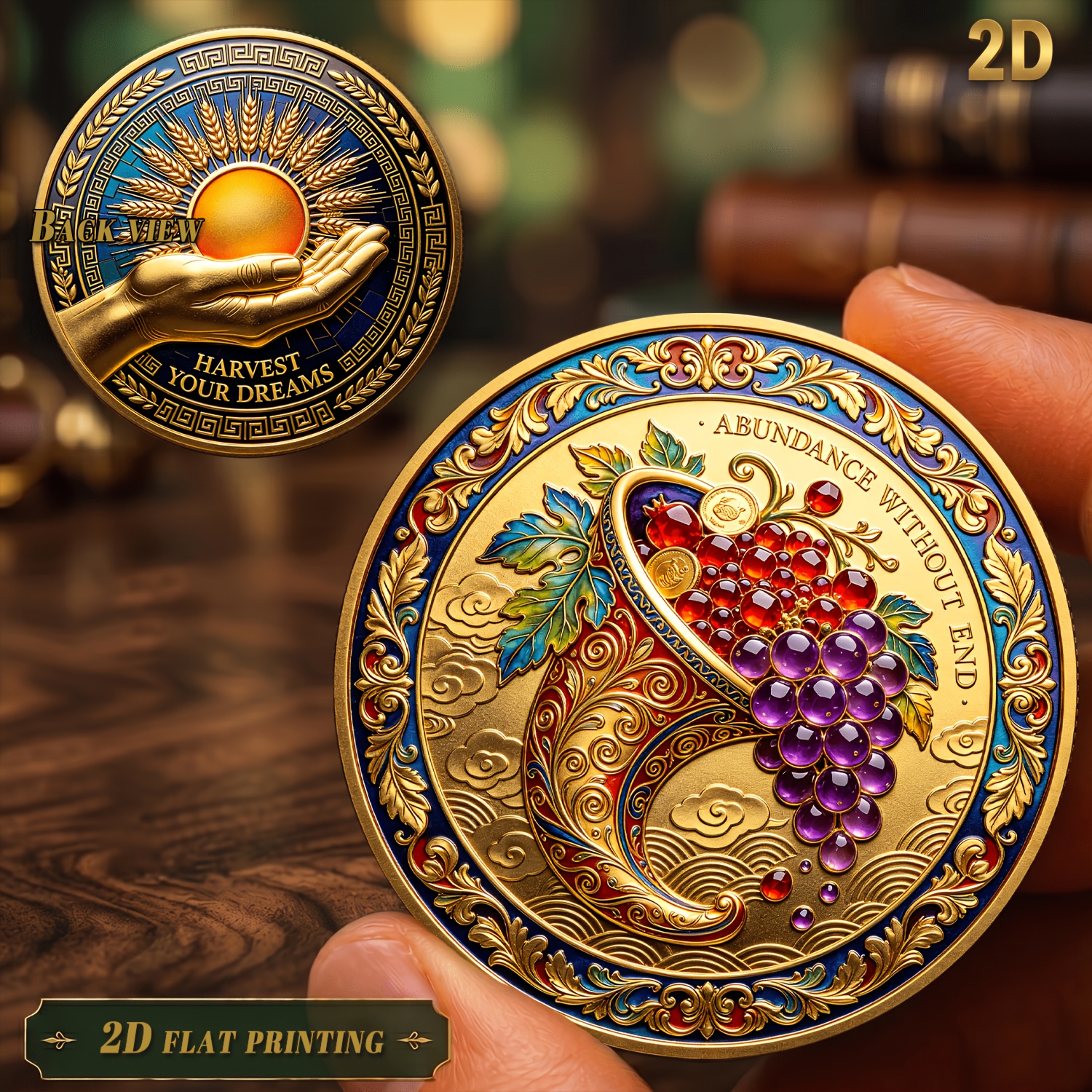 TEMU 1pc, 2d Horn Wealth Golden Collectible Coin | Vintage Palm Coin, Wealth Gathering And Fortune Reversal Holiday Commemorative Badge
