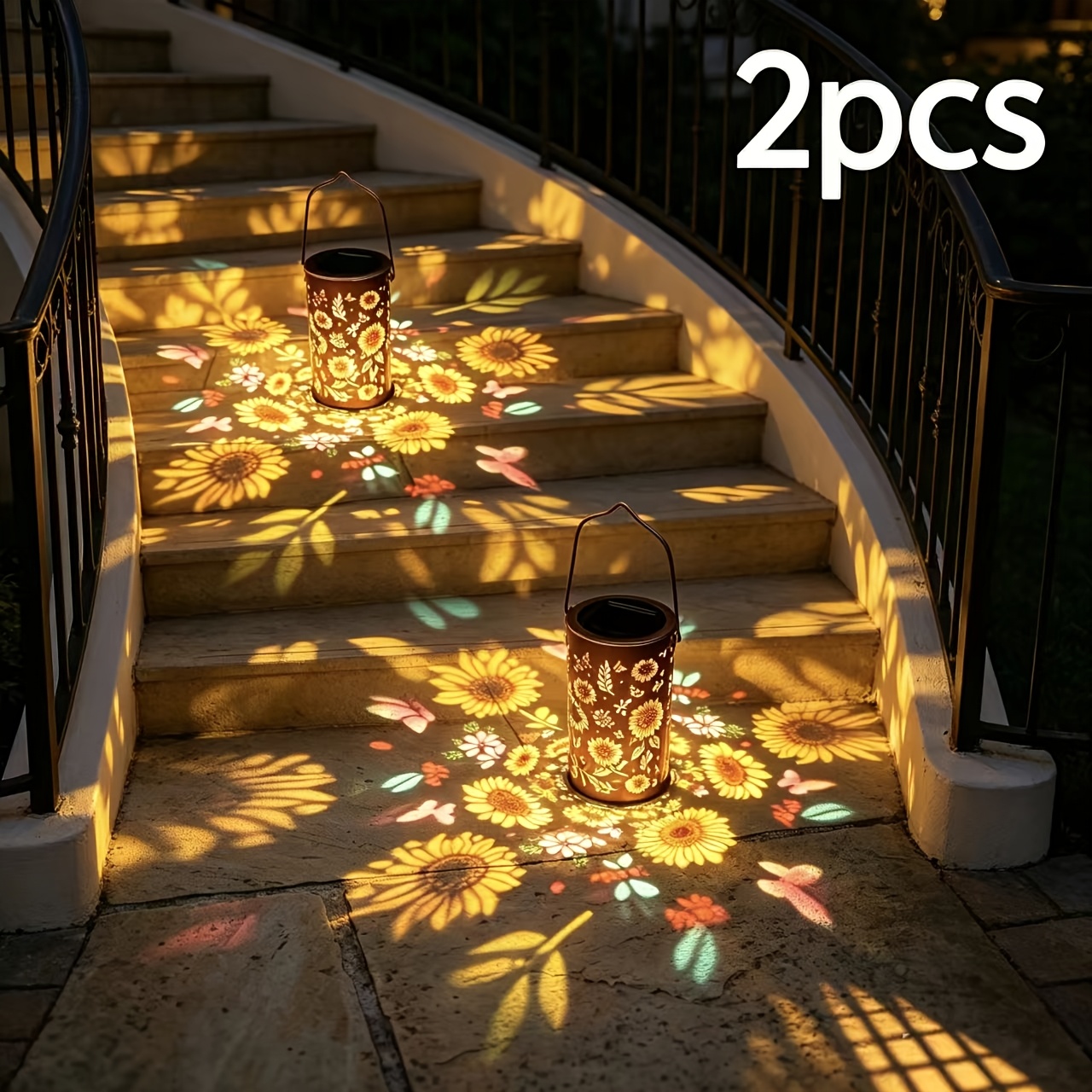 Temu – TEMU 2 Sunflower Solar Lights, Solar Outdoor Lanterns, Ip44 Wrought Iron Garden Decoration, Upgraded Sunflower Lanterns Suitable For Courtyard,