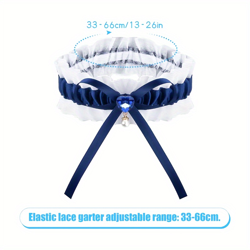 Giarrettiera Da Sposa In Pizzo E Raso: Elegante E Morbida, Accessorio Perfetto Per Il Giorno Del Matrimonio (Bianco/Avorio/Blu) - 2