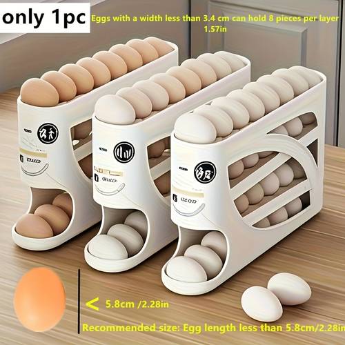 4 layers can hold 32 eggs refrigerator egg storage box side door storage for kitchen storage supplies automatic rolling multi layer large capacity