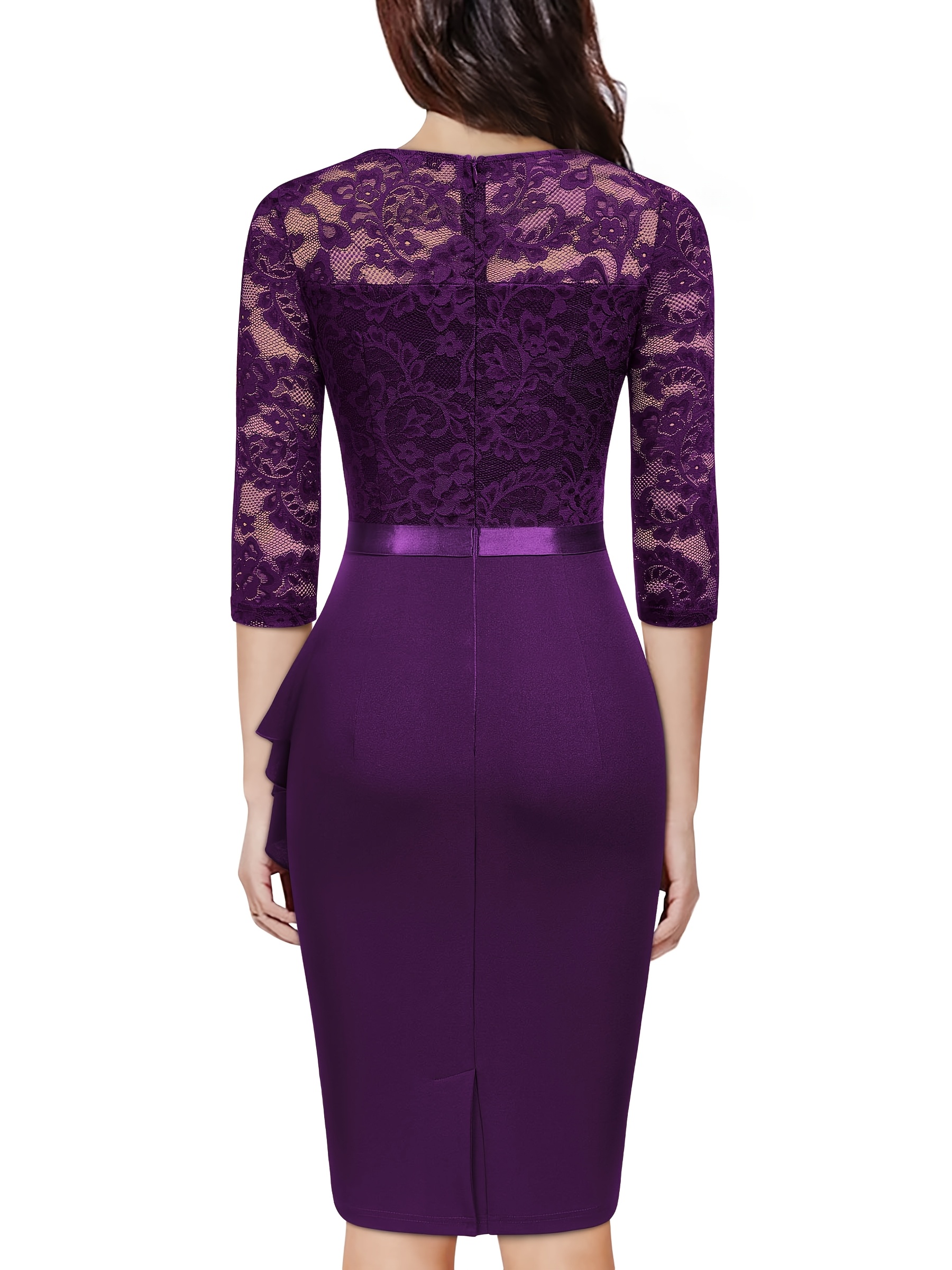 m6220 elegant womens vintage floral lace dress v neck 3 4 - Temu