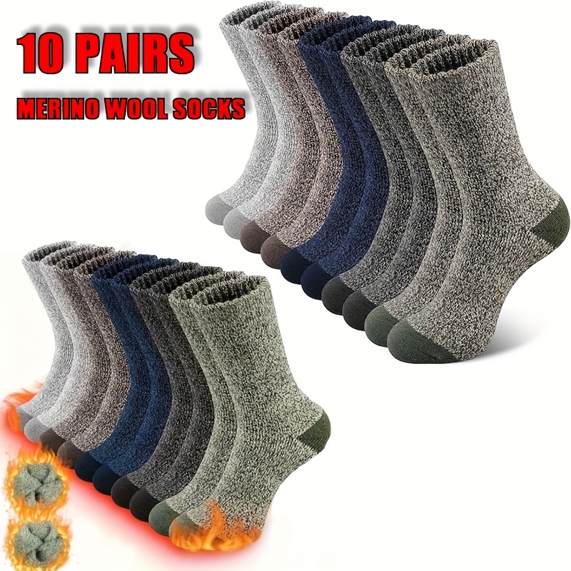 10 Pairs Wool Wool Socks Mens, Super Thick Mens Hiking Socks Thermal Wool Socks For Cold Weather (us Sizes 7-13)