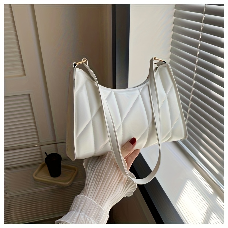 Bolso de Hombro Casual para Mujer, Bolso de Axila Elegante y Sencillo, Cartera Moderna para Uso Diario y Desplazamientos, Disponible en 3 Colores: , Blanco, Caqui