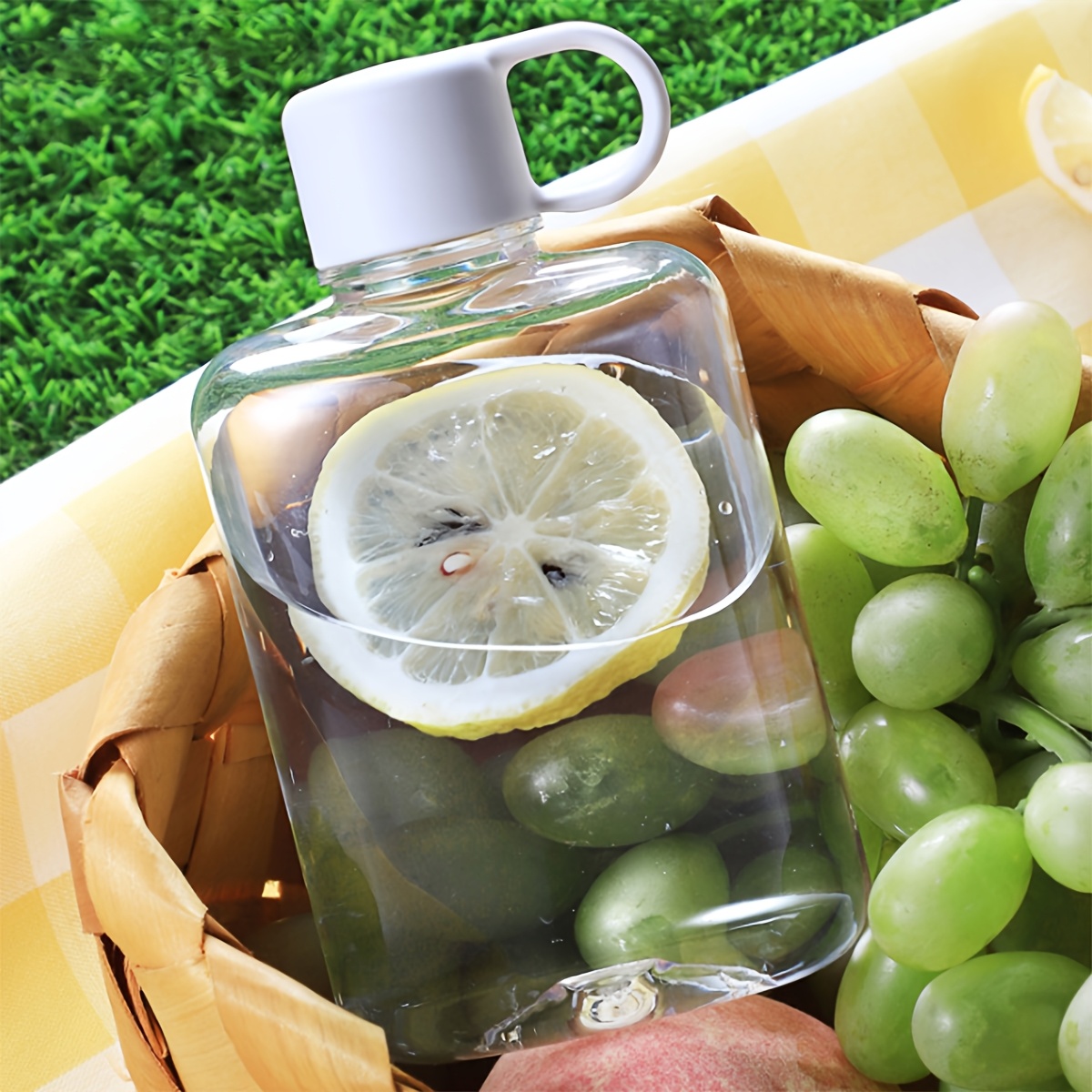 Image of 1pc 12.1oz Simple Square Thickened Plastic Water Bottle, Portable And Drop-resistant, Suitable For Summer Outdoor Sports Or Commuting To Work