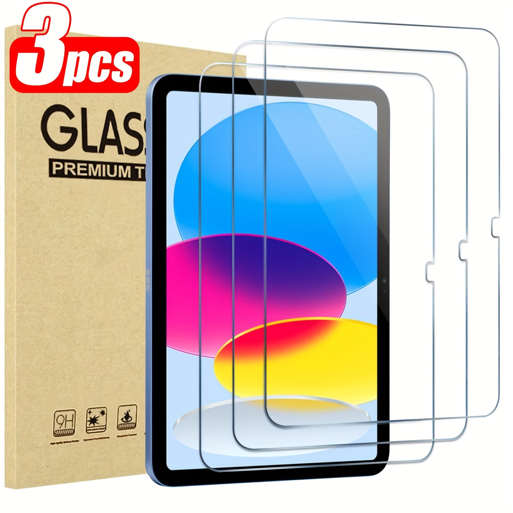 

3-pack Tempered Glass Screen Protector For Ipad 10th Gen 2022 A2696/a2757/a2777, 10.9 Inch, 9h Hardness, , Compatible With Ipad Air 4/5