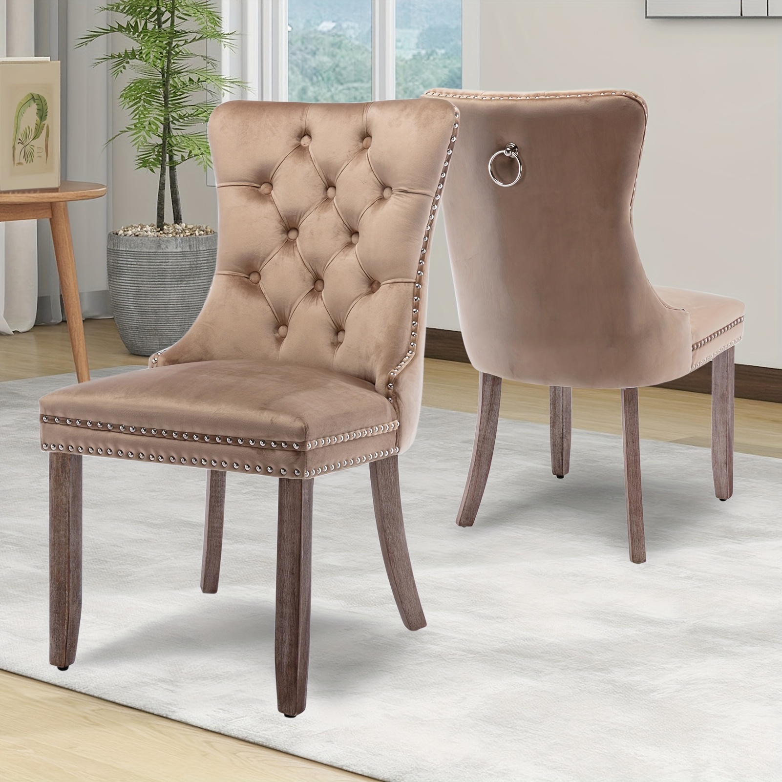 Velvet Upholstered Dining Chairs Set