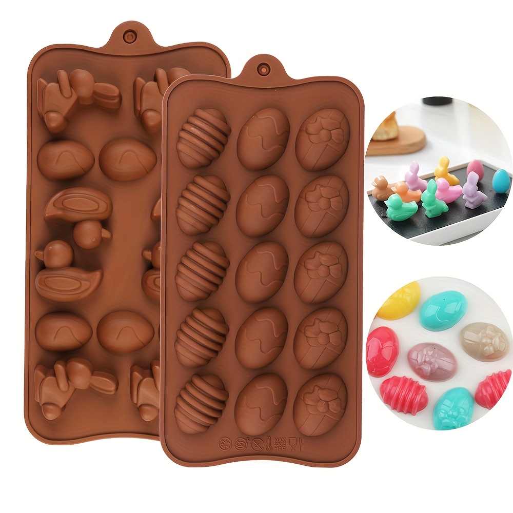 

[15-cavity Easter Bunny Chocolate Molds] Easter Bunny And Chicks Silicone Chocolate Molds, 15-cavity Candy Mold For Fondant, Gummies, Pudding, Bpa Free, For Holiday Baking And Dessert Decorations