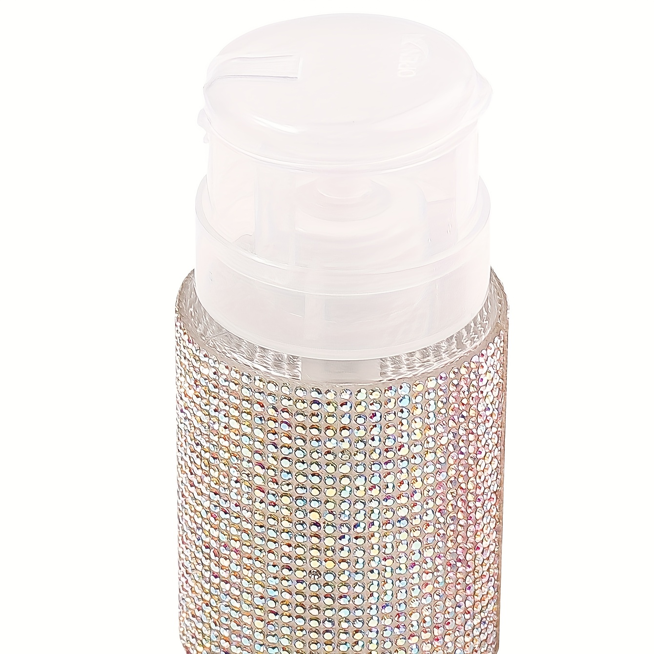 E-shop Strass verzierter leerer Pumpflüssigkeitsspender, Alkohol-Druckflasche, nachfüllbarer Nagellackentferner-Reiniger für Maniküre, leere