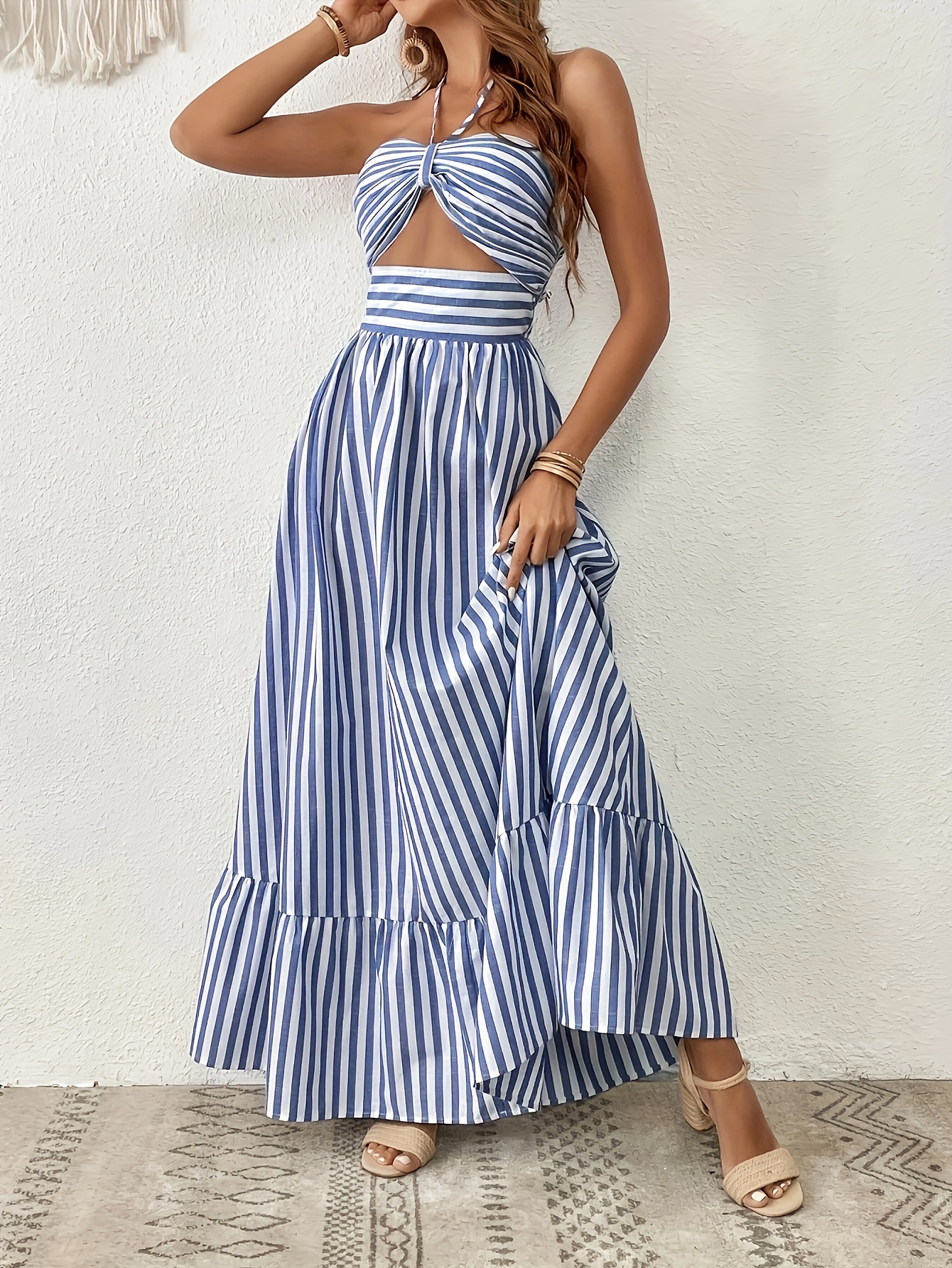 Blue And White Horizontal Striped Dress Meagan Blue White Striped