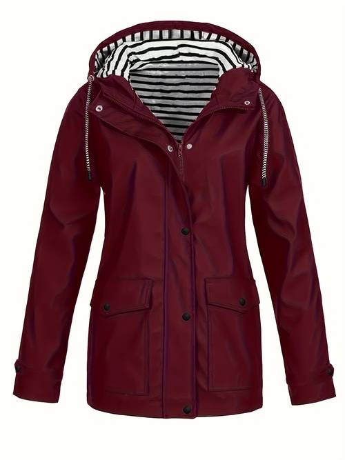 hooded long sleeve solid color casual lined jacket with pocket