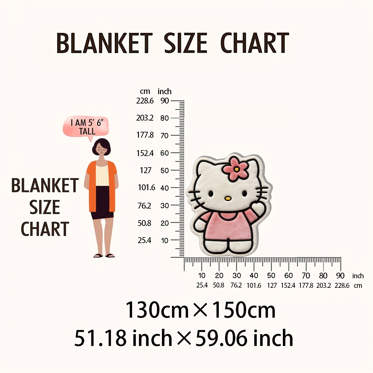Hello Kitty Irregular Plush Blanket with Fun Character Print