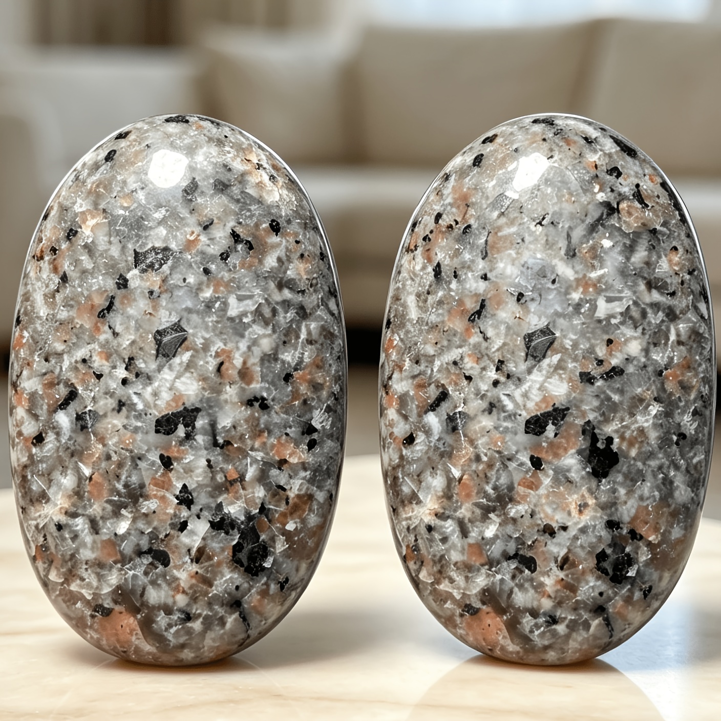 2pcs Natural Flame Stone Yooperlite Palm Stone Set