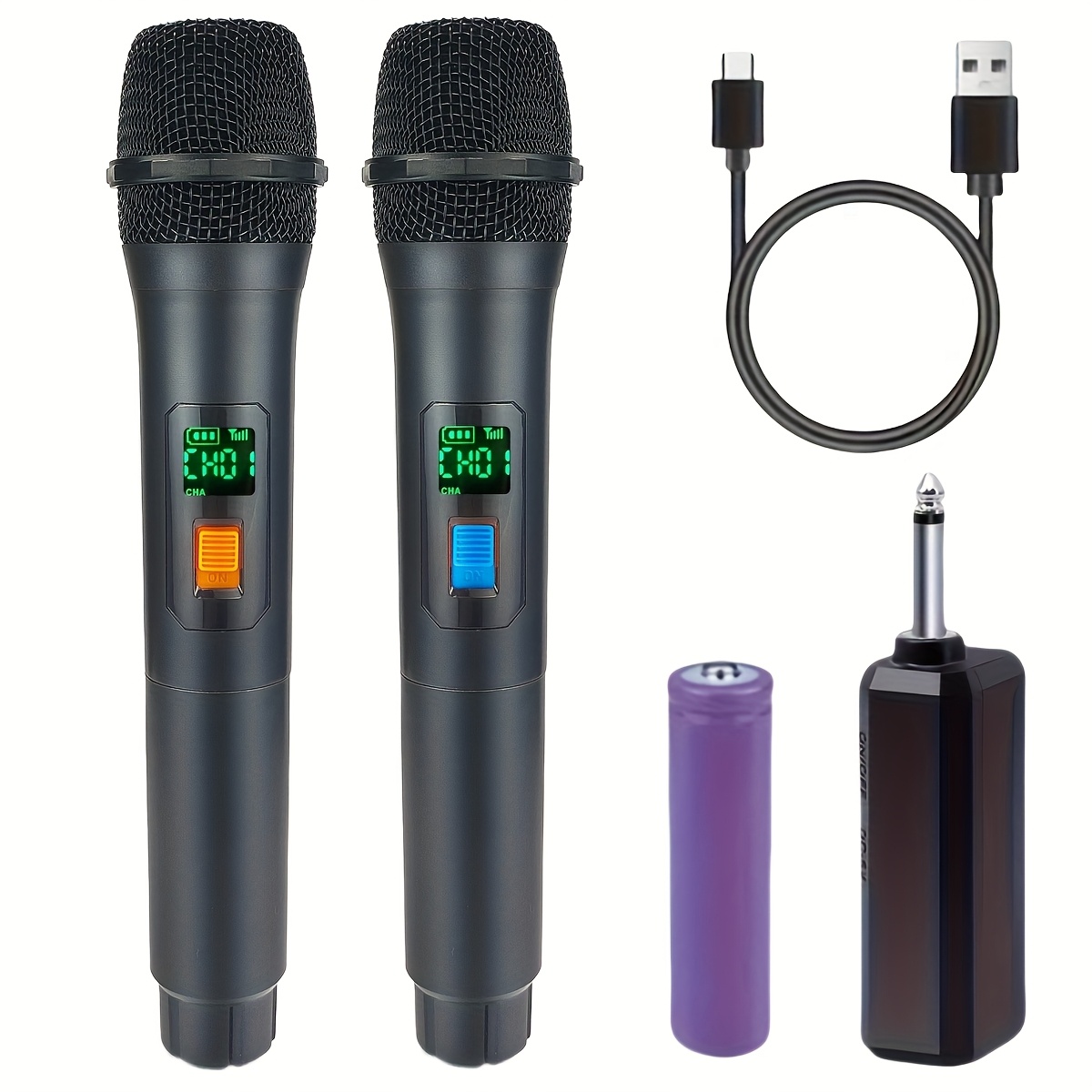 2pcs Wireless Microphones For Home Parties, Outdoor Activities, Singing, , Stage, Ktv, Rechargeable Receiver