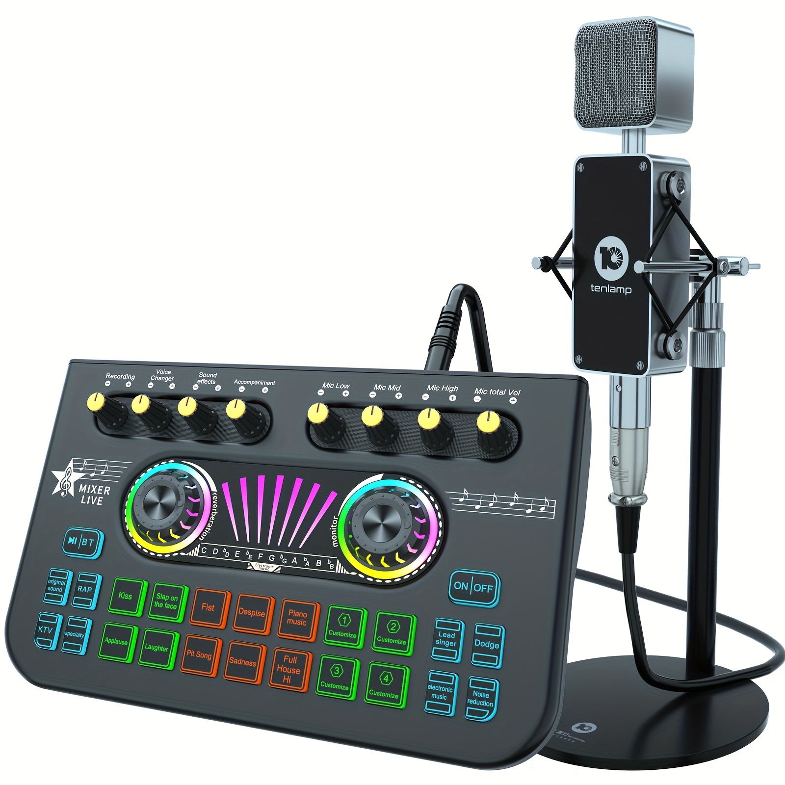 

Audio Interface With Mixer & Vocal Effects, Kit With Live Sound Card And Adjustable Mic Stand For Studio Recording Vocals, Voice Overs, Streaming Broadcast