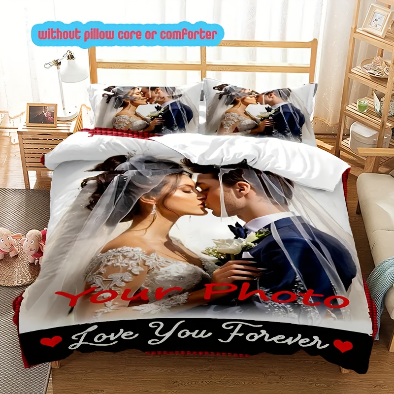 3pcs customizable photo any picture   customized bedding set soft and comfortable spiritual home decoration holiday decoration tear resistant polyester including 1 quilt cover and 2 pillowcases machine washable   quilt set does not   quilt   for home and guest rooms   to your     Product details 0