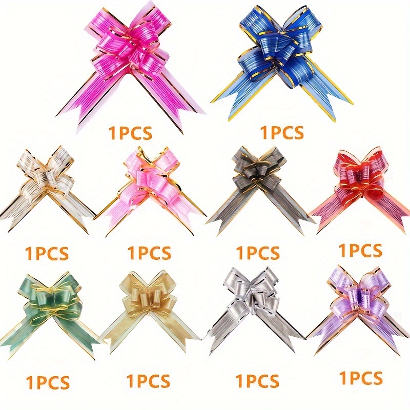 10pcs Pull Bows 10 Colors 4.7inch Large Pull Bows Ribbon Perfect For Gift Box And Bag Wrapping, Basket Decoration, Christmas Tree Decor, Weddings, Birthdays And Party
