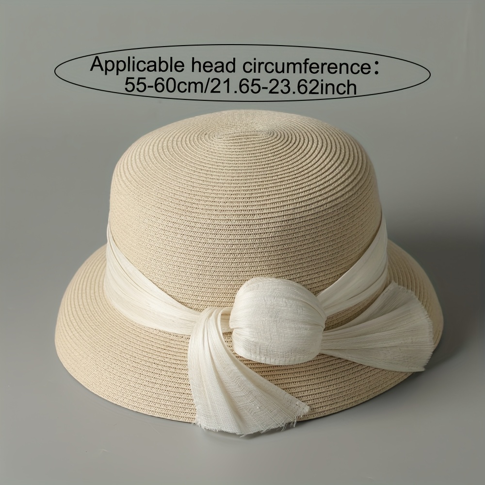 elegant straw hat floral accent breathable linen wide brim  display picture 1