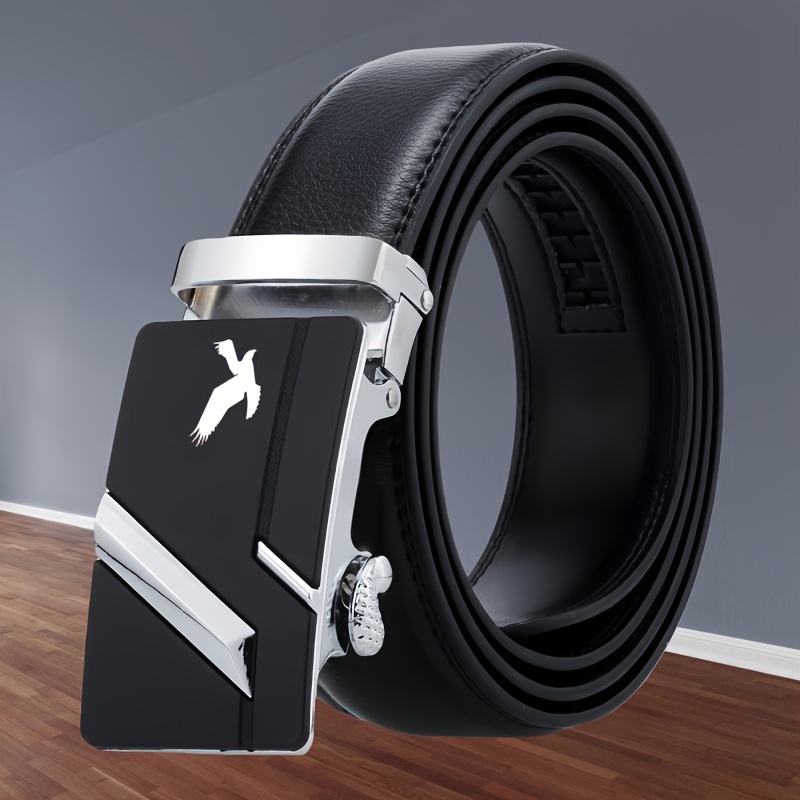 Eagle Pattern Men's Faux Leather Belt with Automatic Buckle