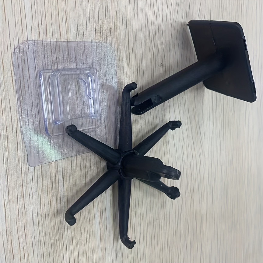 Image of 1pc Contemporary Style Utensil Hooks, Plastic Rotatable Wall Mount With Strong Adhesive, For Kitchen Bathroom Utensil Storage