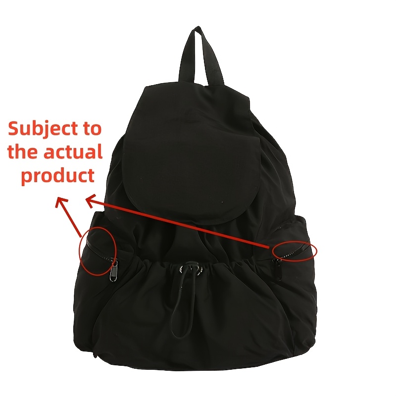 TEMU Niche Lightweight Shoulder Bag Large Capacity Drawstring Storage Bag Japanese Lazy Style Backpack Commuting Travel Double Shoulder Bag Mother's