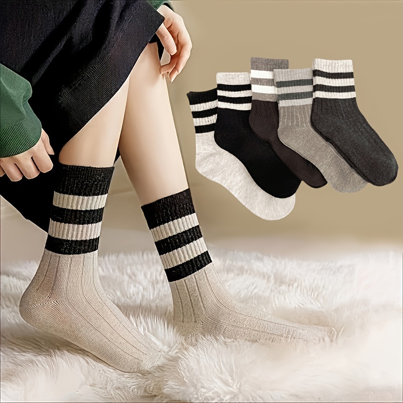

5pcs Striped Mid- For - , , And , For Fall And , , And