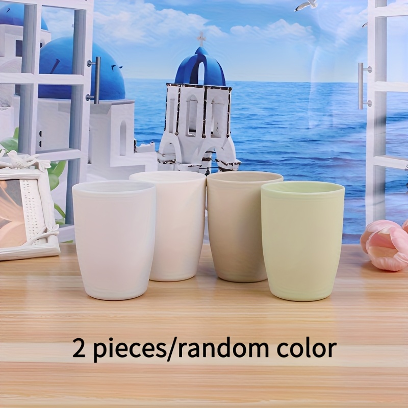 TEMU 2pcs Couple Mouthwash Cups Solid Color Washing And Brushing Cups Mouthwash Cup Set Round Toothbrush Cups Travel Toothbrush Cups Washing Cups.,